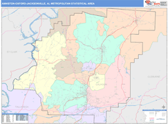 Anniston-Oxford-Jacksonville Metro Area Digital Map Color Cast Style